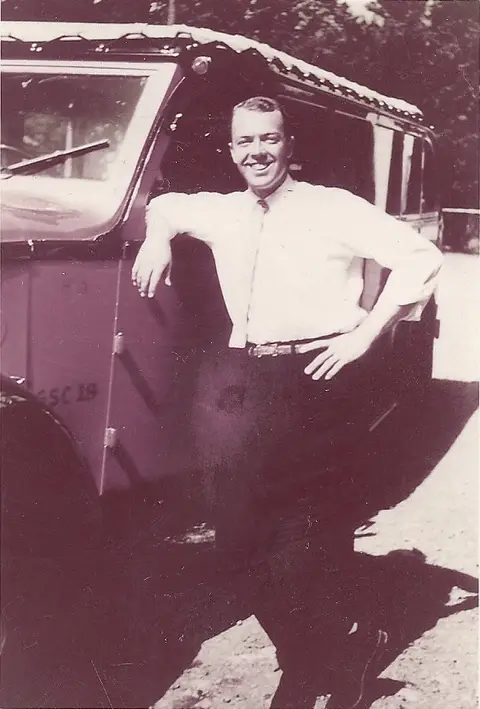 Phil with Bus 84, 1954