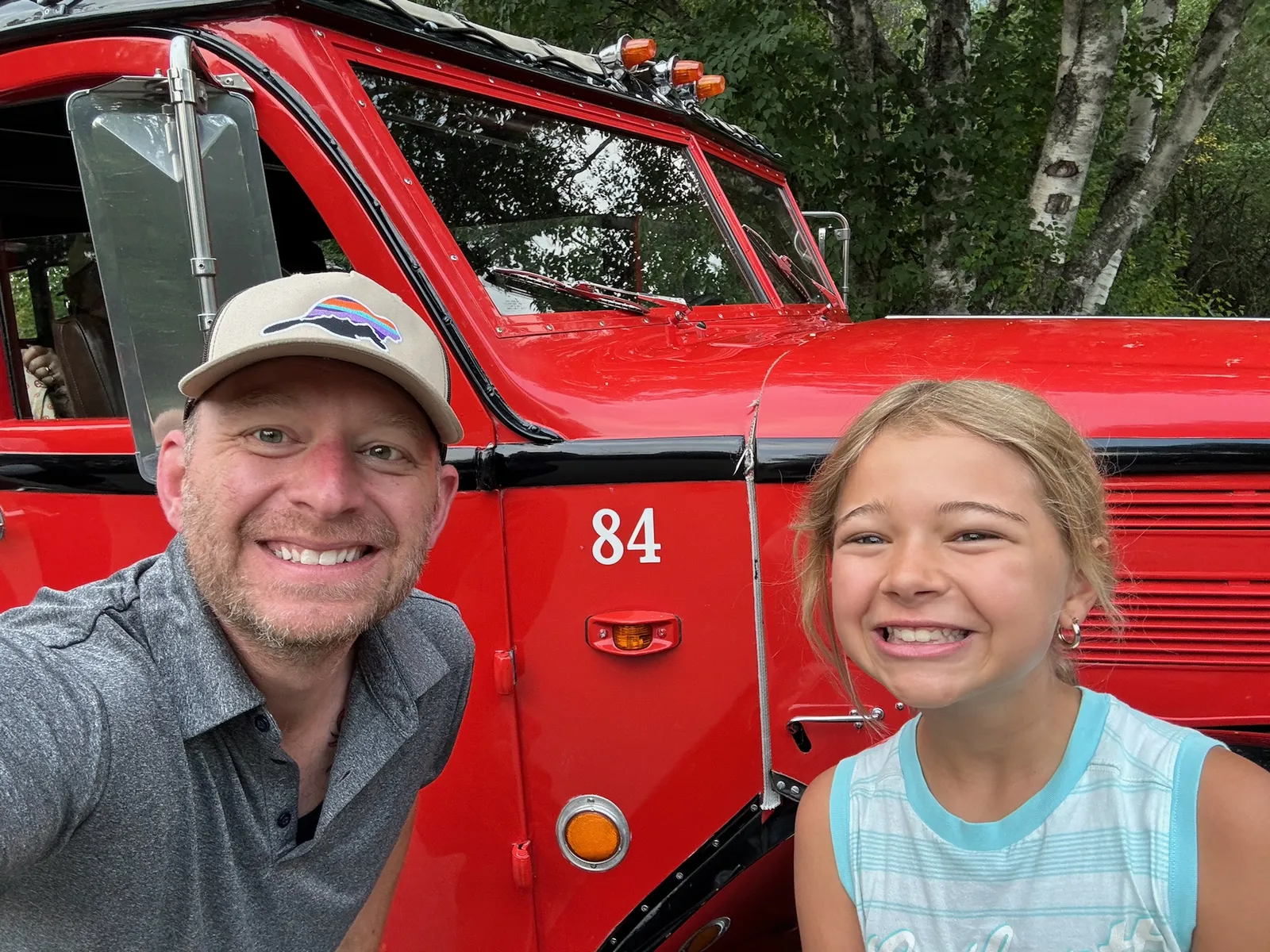 Eric and daughter with Bus 84, 2024