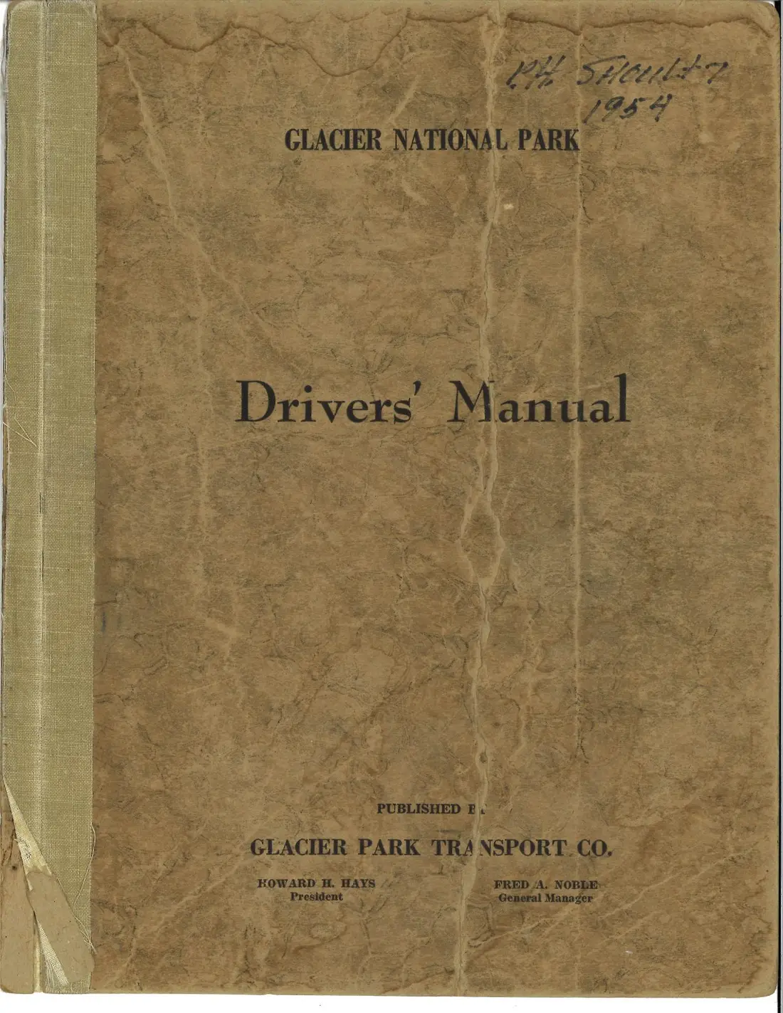 Cover of the Drivers' Manual, with P.H. Shoultz's signature